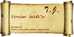 Tiroler Jolán névjegykártya